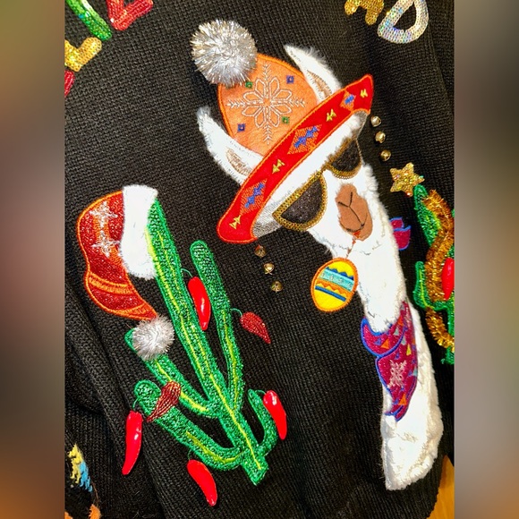 Holiday Time Feliz Navidad Llama Women’s Ugly Christmas Sweater 2X (20W-22W)SOLD - Picture 7 of 7